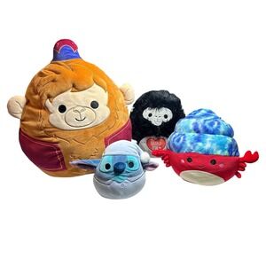 Squishmallows Plush Lot of 4 Kids Mixed Sizes Abu Stitch Gorilla Crab Excellent